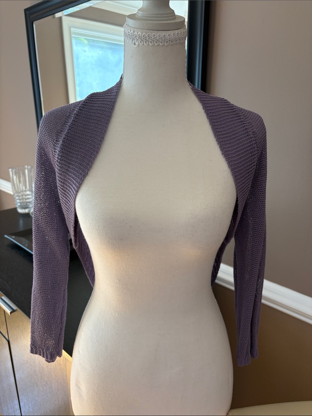 MarlaWynne Lavender Open-Front Knit Bolero Shrug